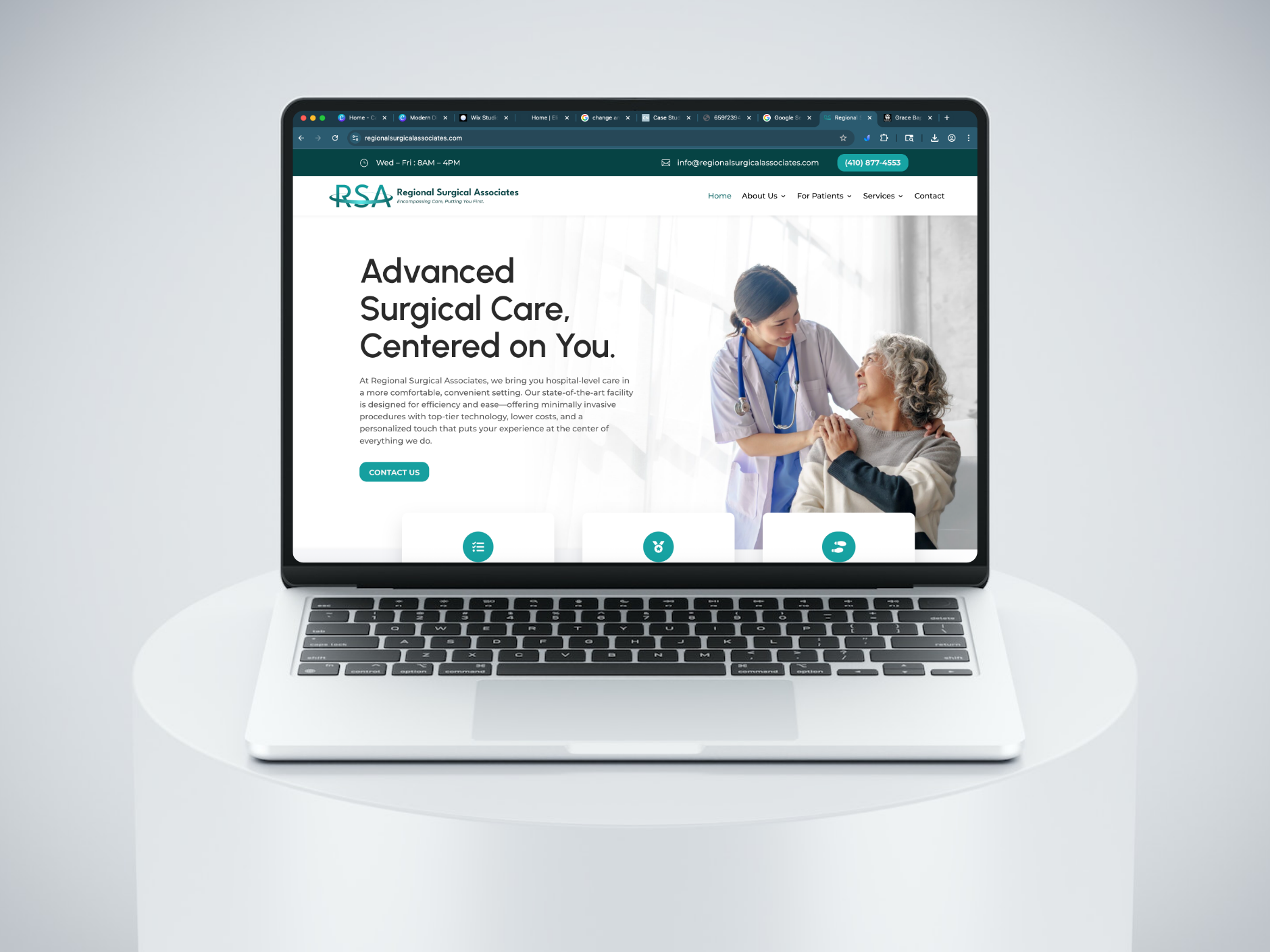 desktop view of healthcare website