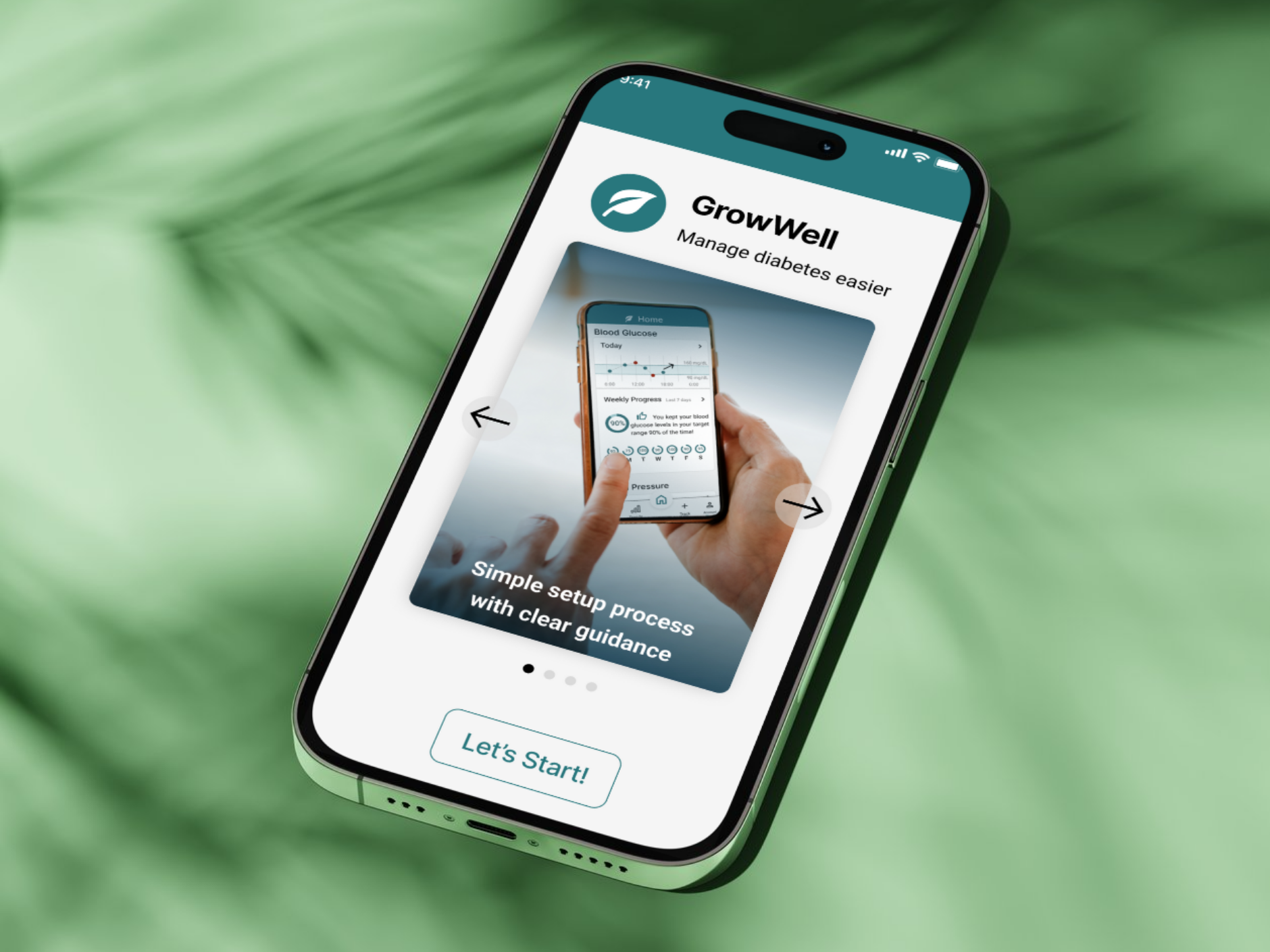 home screen of healthcare app on an iPhone